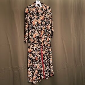 Chicos Women’s Black Beige Maxi Shirt Dress Prairie Wheat Fall Autumn -Sz 1